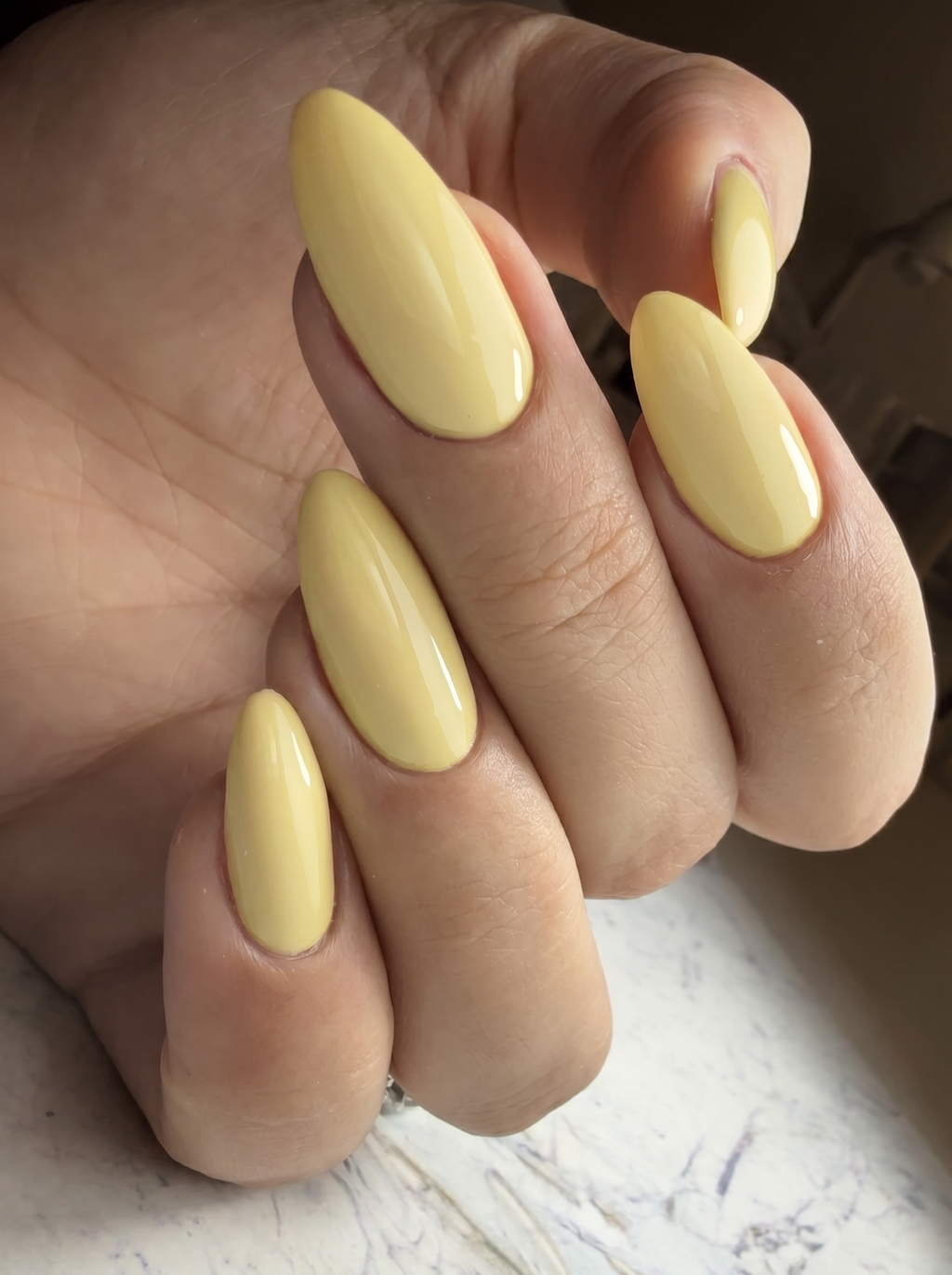 Lemon Souffle Gel Polish on nails