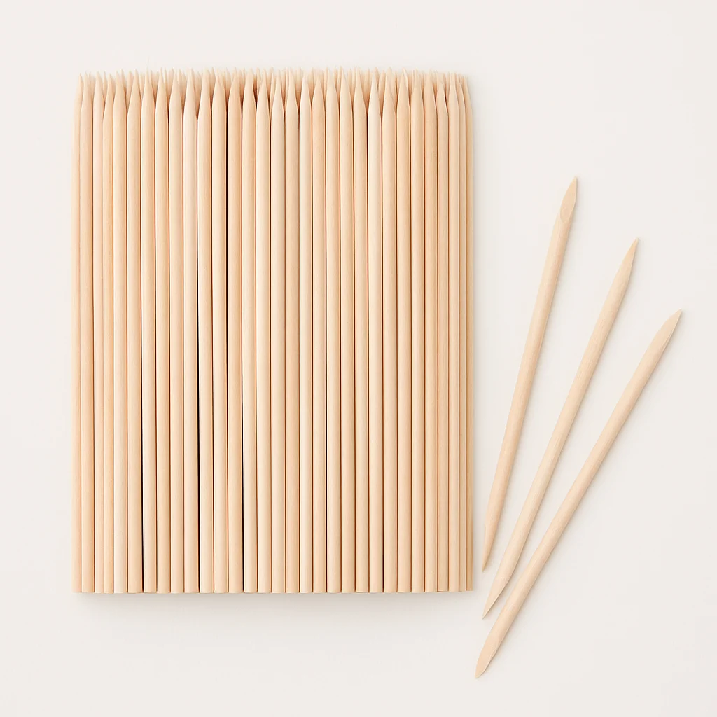 100pcs Orange Wood Sticks – Disposable Cuticle Pushers & Nail Cleaning Tools