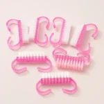 10pcs Nail Dust Brushes – Half-Moon Transparent Handle Manicure Cleaner