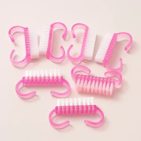 10pcs Nail Dust Brushes – Half-Moon Transparent Handle Manicure Cleaner