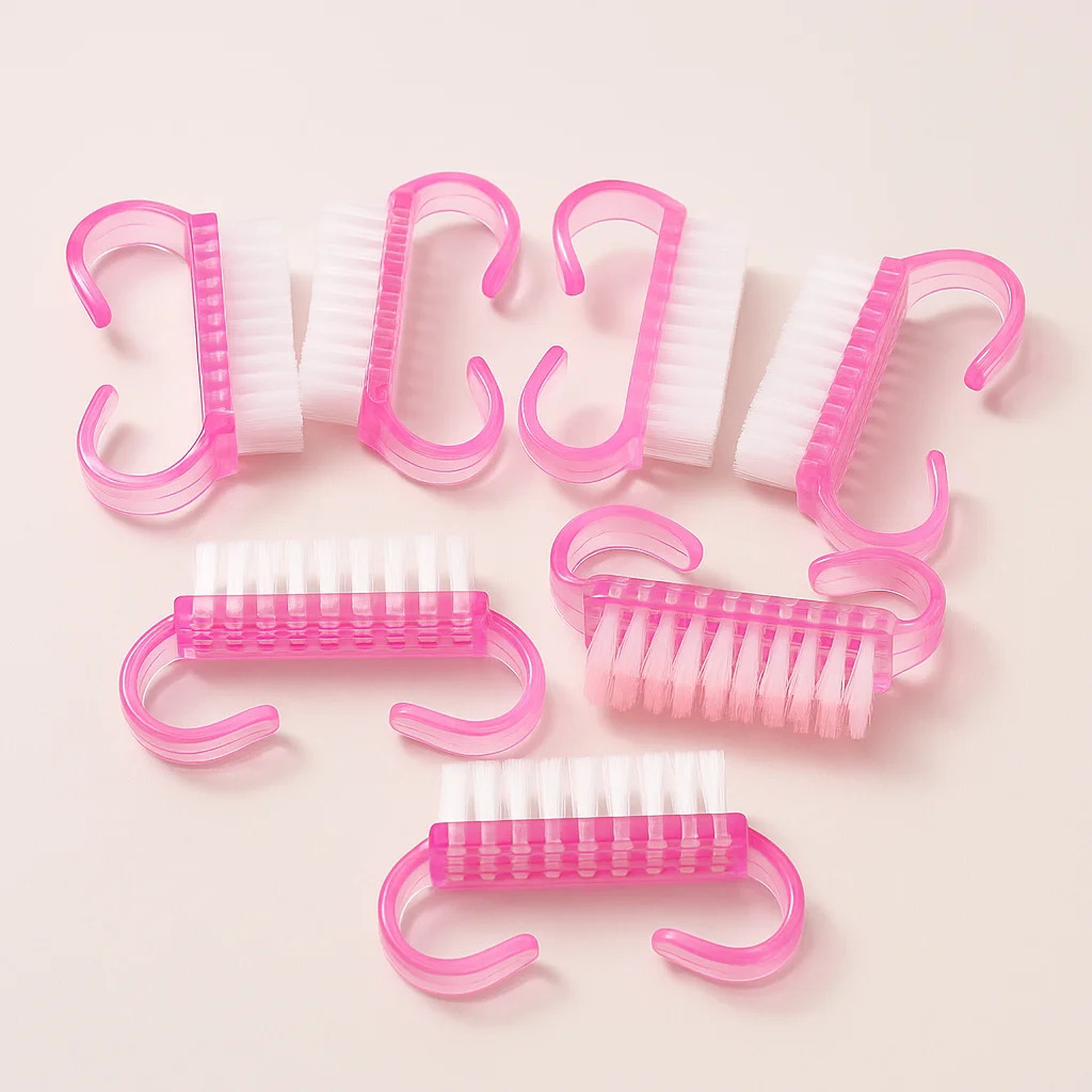 10pcs Nail Dust Brushes – Half-Moon Transparent Handle Manicure Cleaner